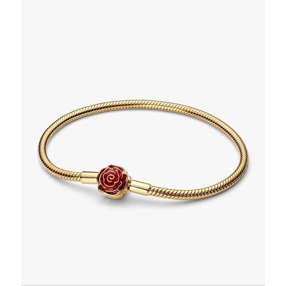 Disney x Pandora Beauty and the Beast Enchanted Rose Snake Chain Bracelet 6.3CM